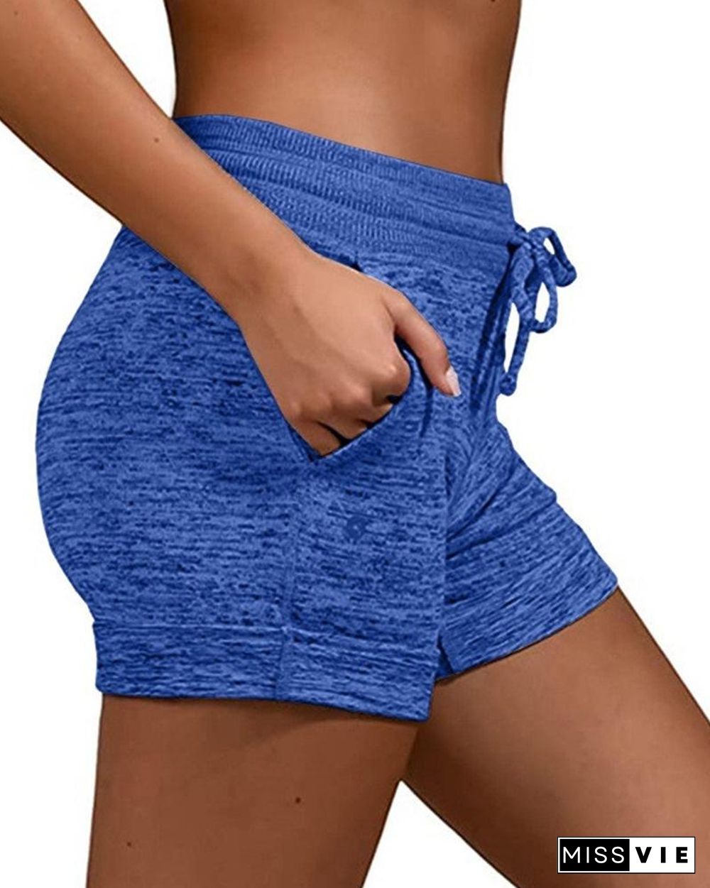 Plain Drawstring Basic Yoga Shorts