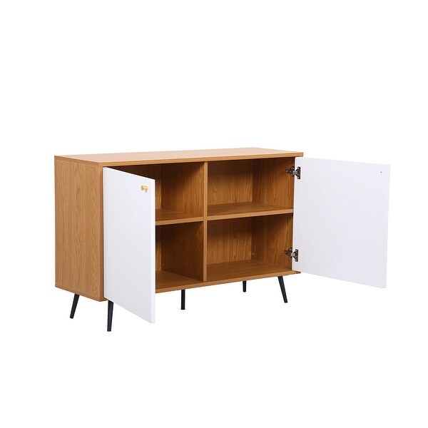 Light Brown and White Storage Console Cabinet Table