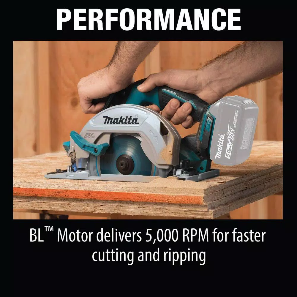 Makita 6-1/2 in. 18-Volt LXT Lithium-Ion Brushless Cordless Circular Saw Tool-Only with Bonus 18-Volt LXT 5.0 Ah Battery and#8211; XDC Depot