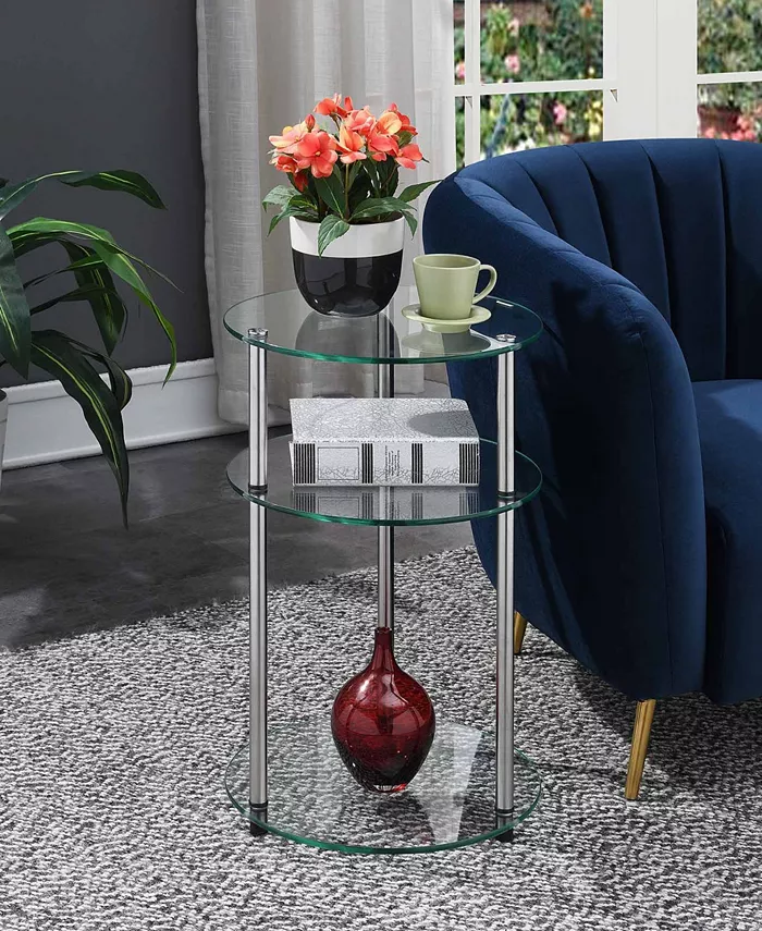 Convenience Concepts 15.75 Glass Designs2Go 3 Tier Round Table