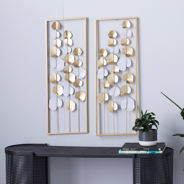 2pc Modern Leaf Ornamental Wall Decor Gold Olivia amp May