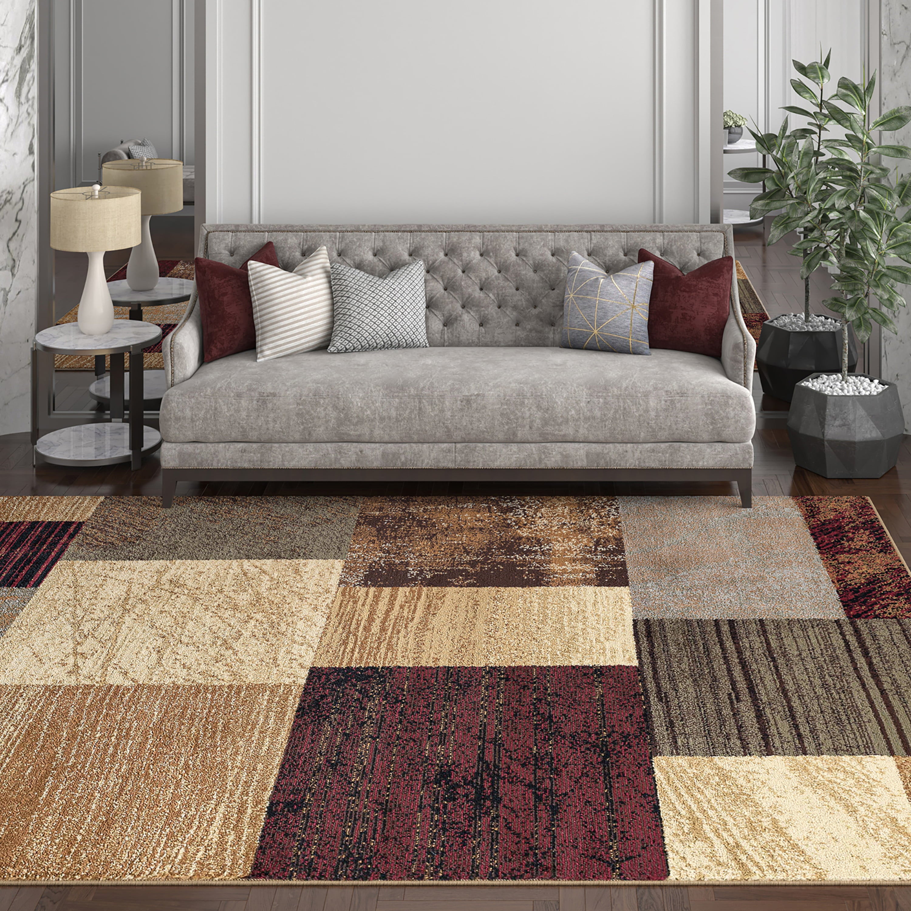 Contemporary 8x10 Area Rug (7'6'' x 9'10'') Geometric Multi-Color Living Room Easy to Clean