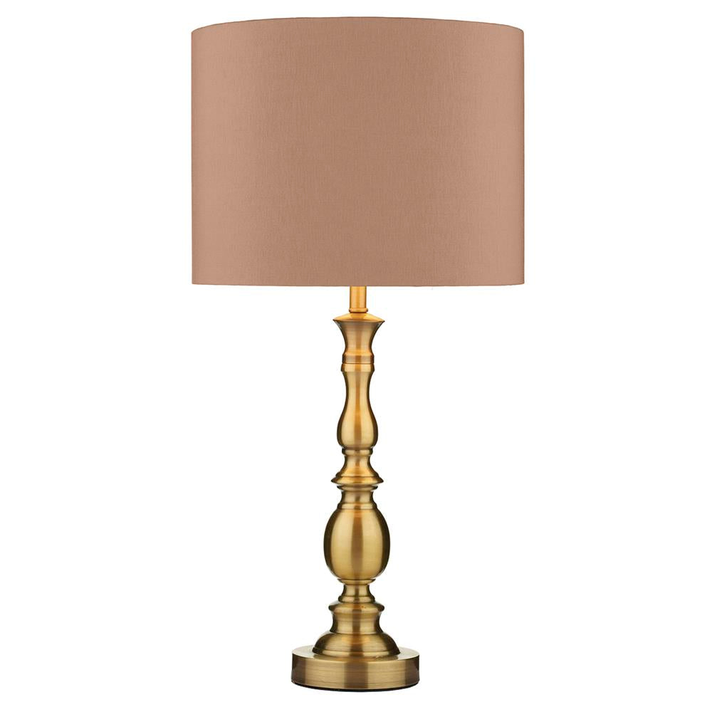 DAR MAD4275 Madrid Antique Brass Traditional Table Lamp with Beige Shade