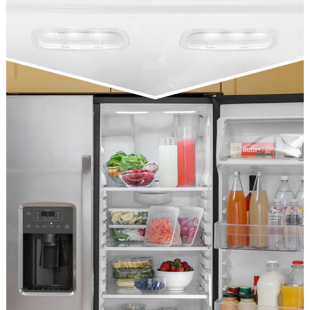 GE 23.0 cu. ft. Side by Side Refrigerator in Fingerprint Resistant Stainless Steel Standard Depth ENERGY STAR GSE23GYPFS