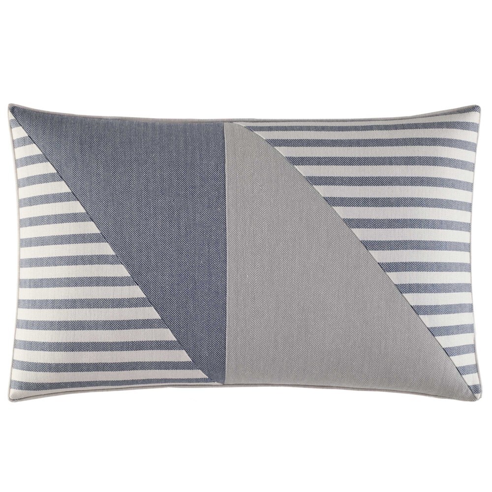 Nautica Fairwater Pieced Geometric Blue Throw Pillow