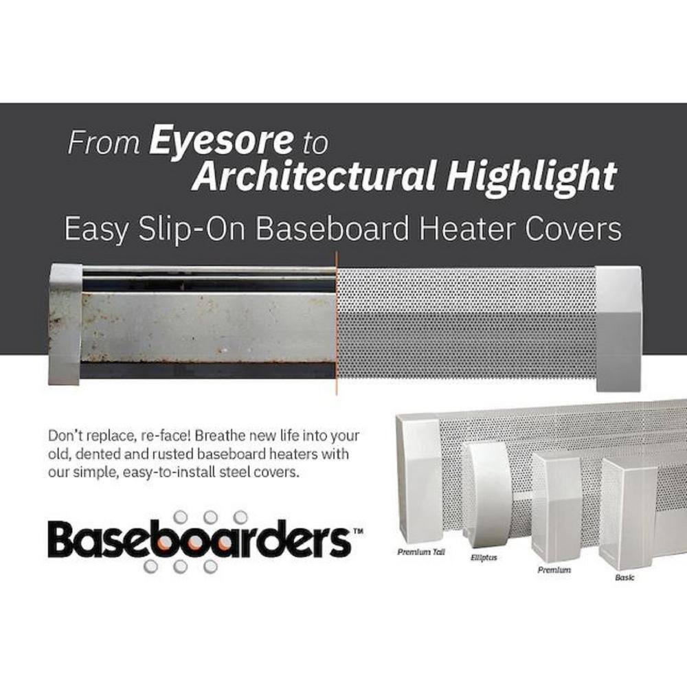 Baseboarders Elliptus Series 6 ft. Galvanized Steel Easy Slip-On Baseboard Heater Cover in White BA001-72-WHT