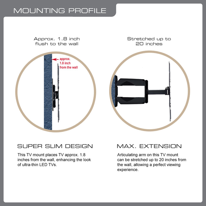 QualGear QGTMA012 Universal Ultra Slim Low Profile Articulating TV