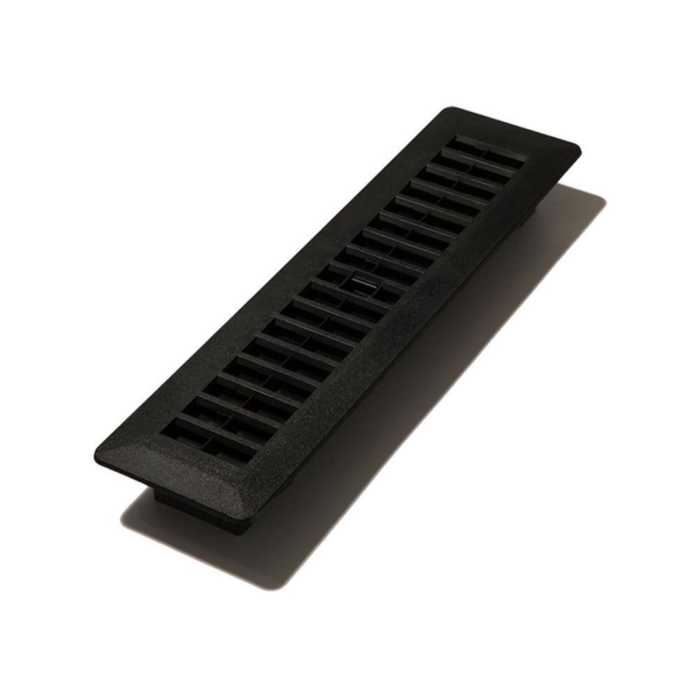 Decor Grates 2 in. x 12 in. Plastic Floor Register Black PL212-BLK