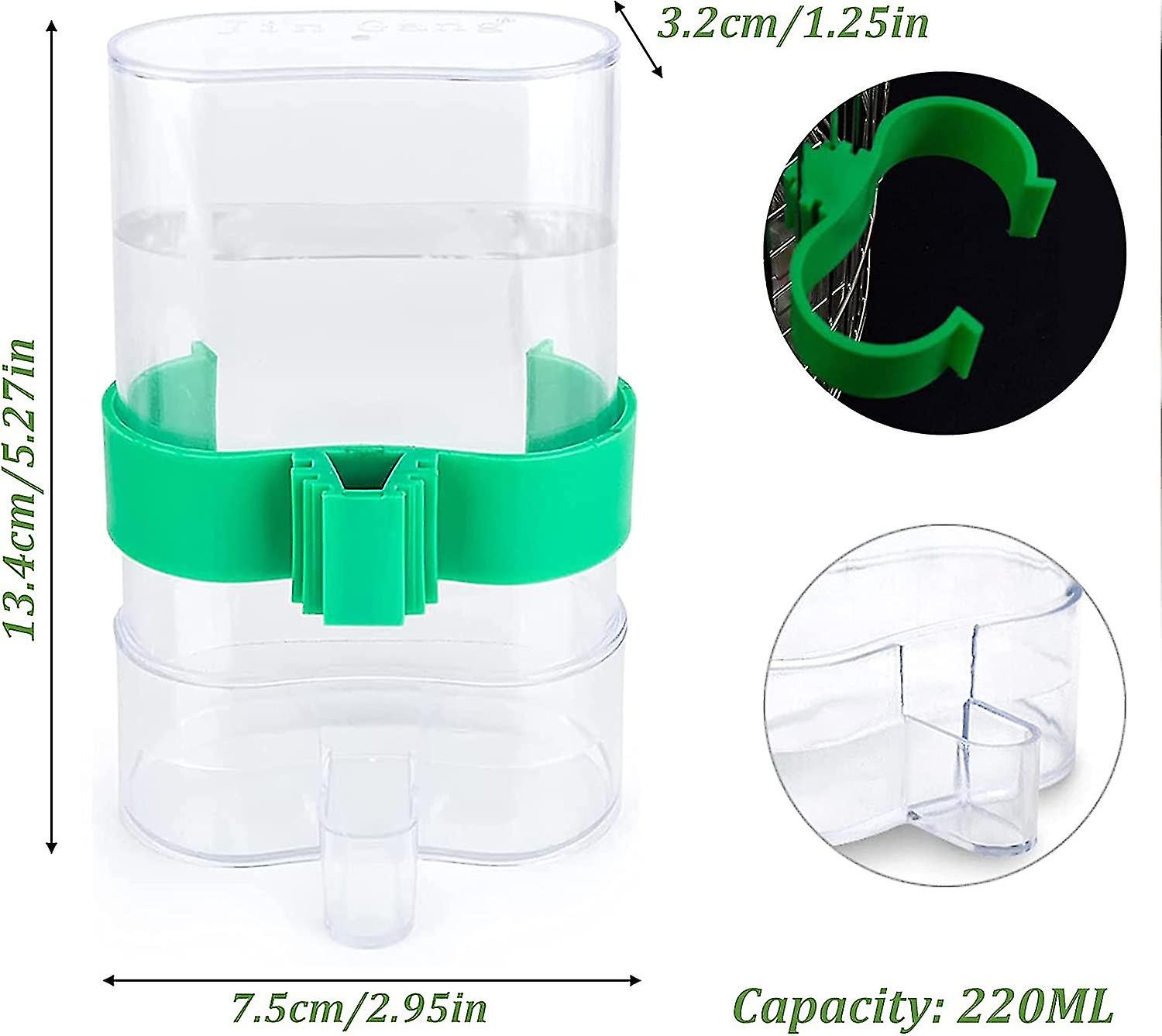 2 Pcs Transparent Bird Waterer Cage Water Dispenser For Automatic Parrot Love Budgies 220ml