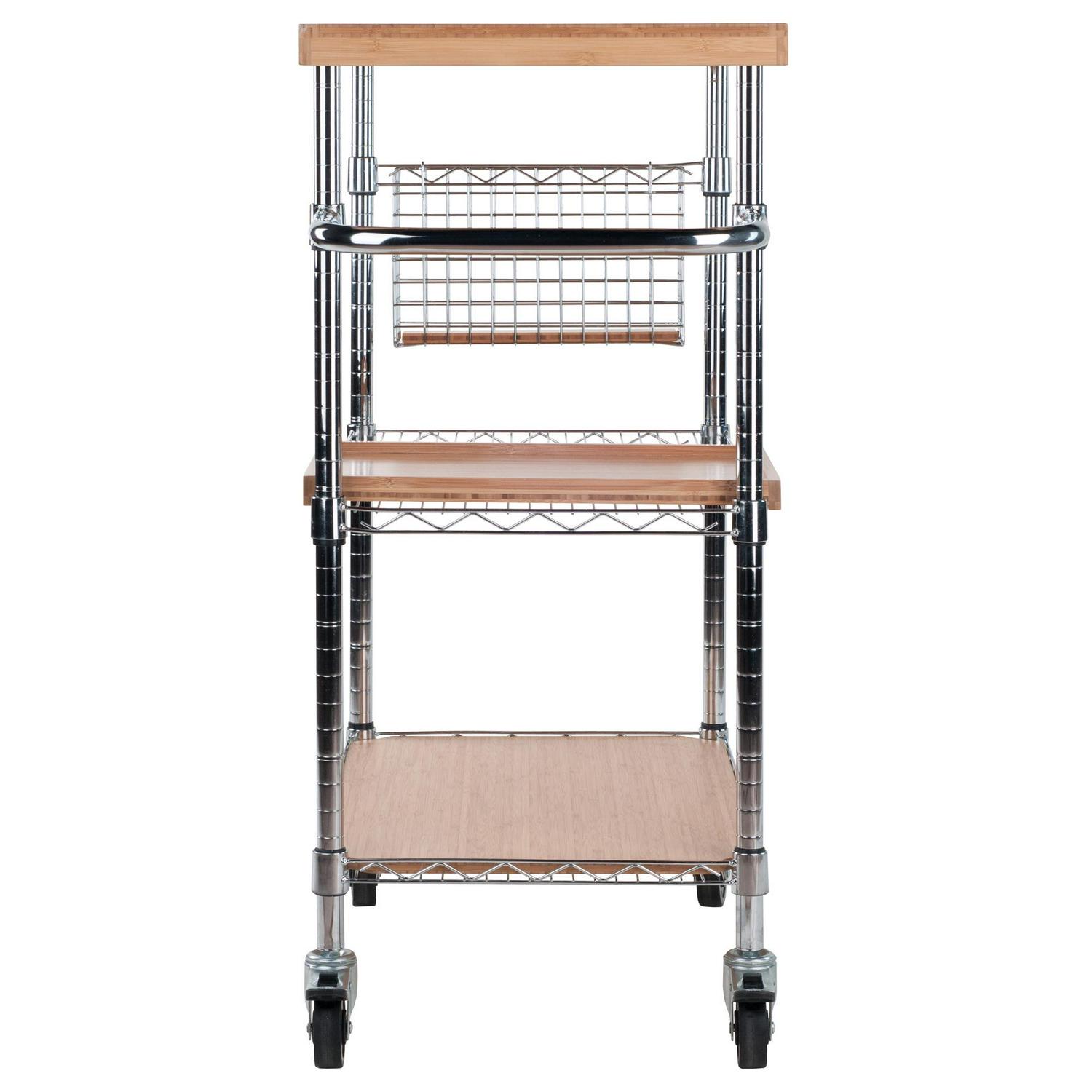 Winsome Wood Madera Utility Kitchen Cart， Bamboo and Chrome Finish