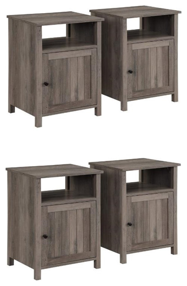 Home Square Grooved Door End Table Set in Rustic Oak   Set of 2   Farmhouse   Side Tables And End Tables   by Homesquare  Houzz