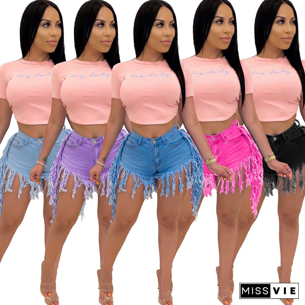 Personalised High-Waisted Frilly Vintage Denim Shorts