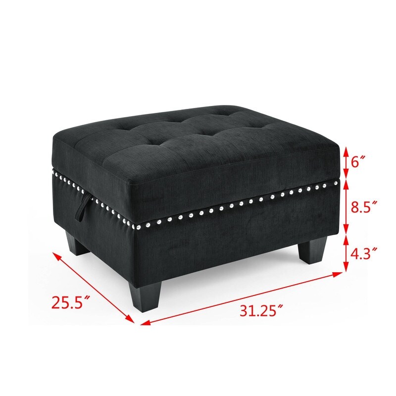 L Shape 7 Pieces Velvet Sectional Sofa DIY Combination  Includes Three Single Chair  Two Corner and Two Ottoman