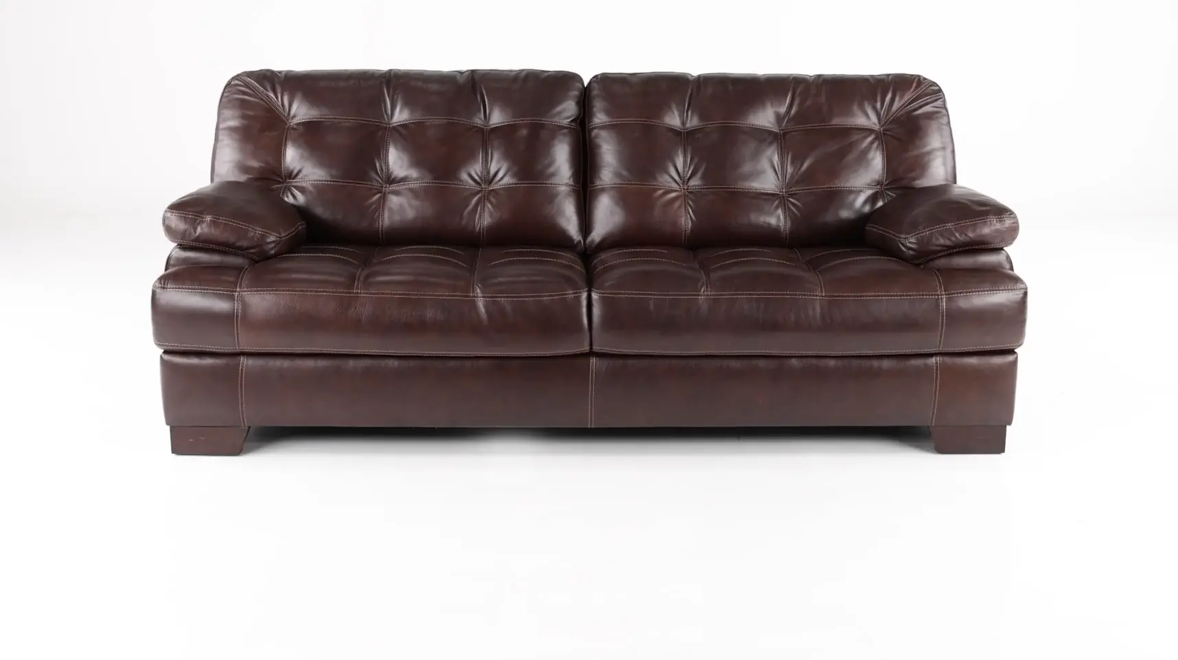 Amarillo Walnut Brown Leather Sofa