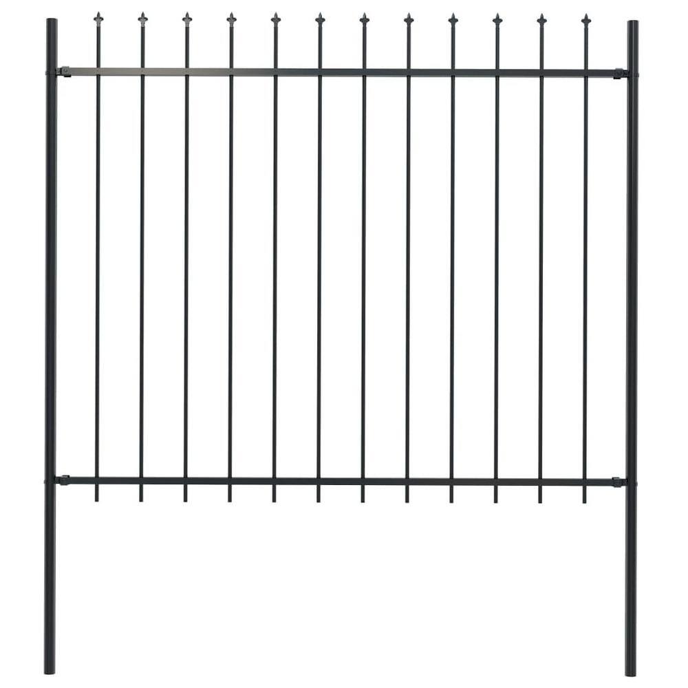 Afoxsos 66.9 in. L x 78.7 in. H Black Steel Garden Fence Decorative Fence with Spear Top HDDB2002