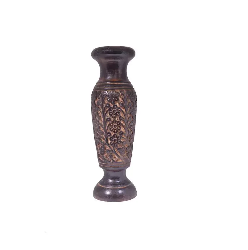 Luxury Style Handmade Elegant Style Hand carved Antique Footed Vase For Decoration Wood Flower Pot For Gifts   Decor