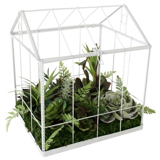 Artificial Succulent Garden In Greenhouse - Green/white