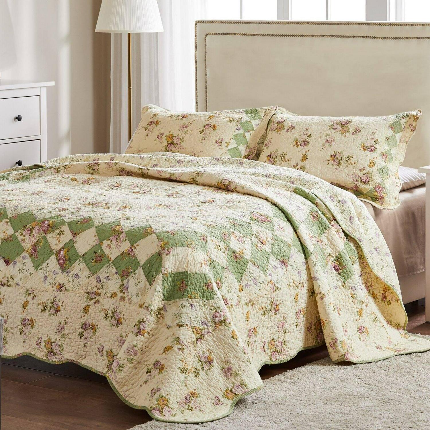 Greenland Home Fashions Bliss  2 Piece Quilt Set  Ivory