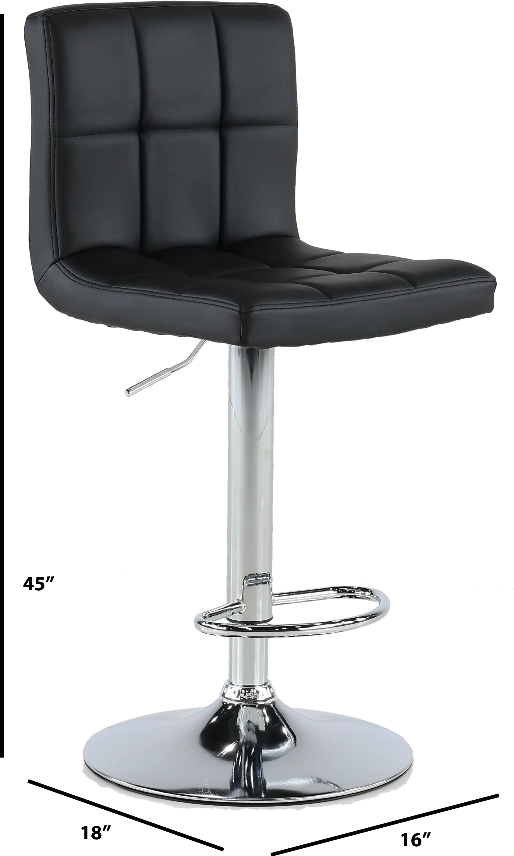 Dagmar Black Adjustable Height Swivel Bar Stool