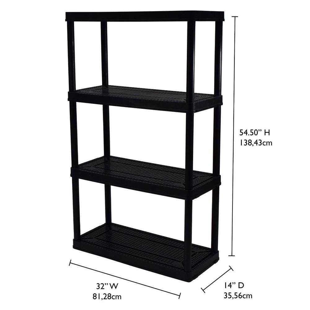 GRACIOUS LIVING Black 4-Tier Fixed Height Ventilated Shelving Unit (4-Pack) (32 in. W x 54.5 in. H x 14 in. D) 4 x GL91021MAXIT-1C-36