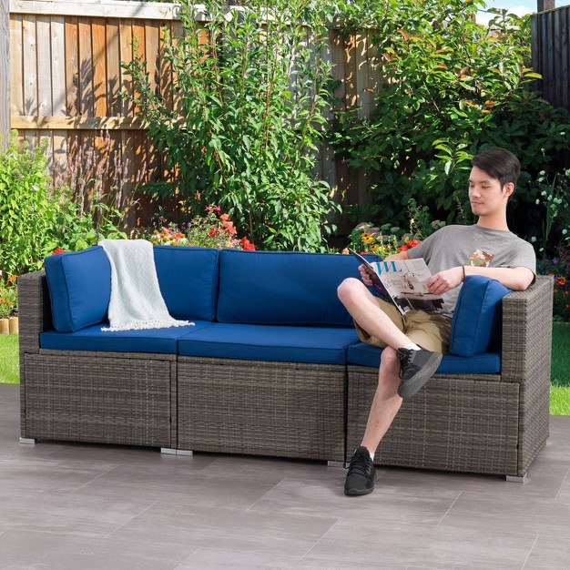 Parksville 3pc Patio Sectional Set Gray Corliving