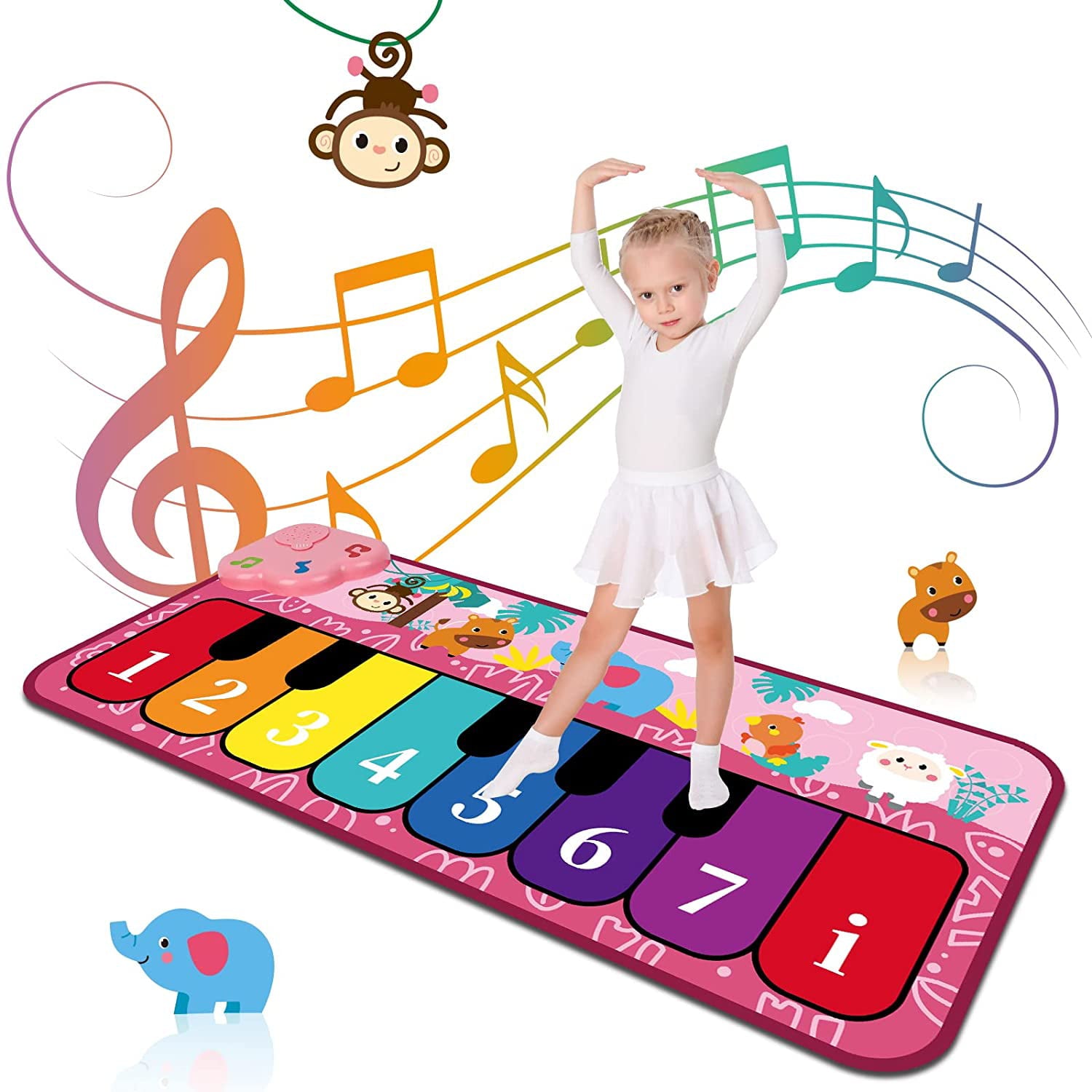 Zmoon Piano Mat for Kids Musical Piano Keyboard Mat Early Educational Music Toys Gift for Toddlers Girls Boys Aged 1 2 3 4