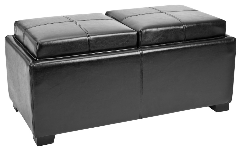 Safavieh Harrison Double Tray Ottoman   Contemporary   Footstools And Ottomans   by Buildcom  Houzz