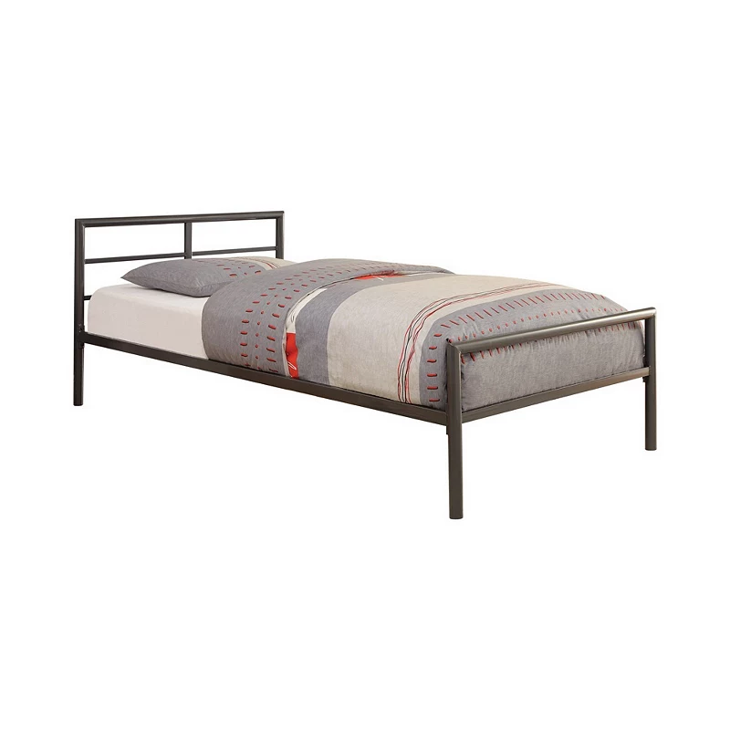 Traditional Styled Twin Size Bed with Sleek Lines， Gray