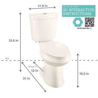 Glacier Bay 2-piece 1.1 GPF1.6 GPF High Efficiency Dual Flush Elongated Toilet in Bone N2316-BNE