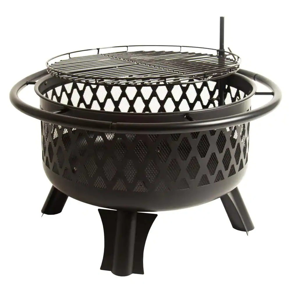 Hampton Bay OFW992RA Piedmont 30 in. Steel Fire Pit in Black with Poker