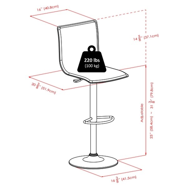 Wood Spectrum High Back Adjustable Swivel Stool， Black and Chrome Finish