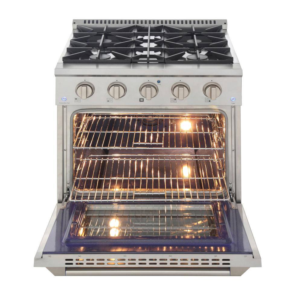 Kucht 30 in. 4.2 cu. ft. Dual Fuel Range with Gas Stove and Electric Oven with Convection Oven in. Stainless Steel KDF302-S