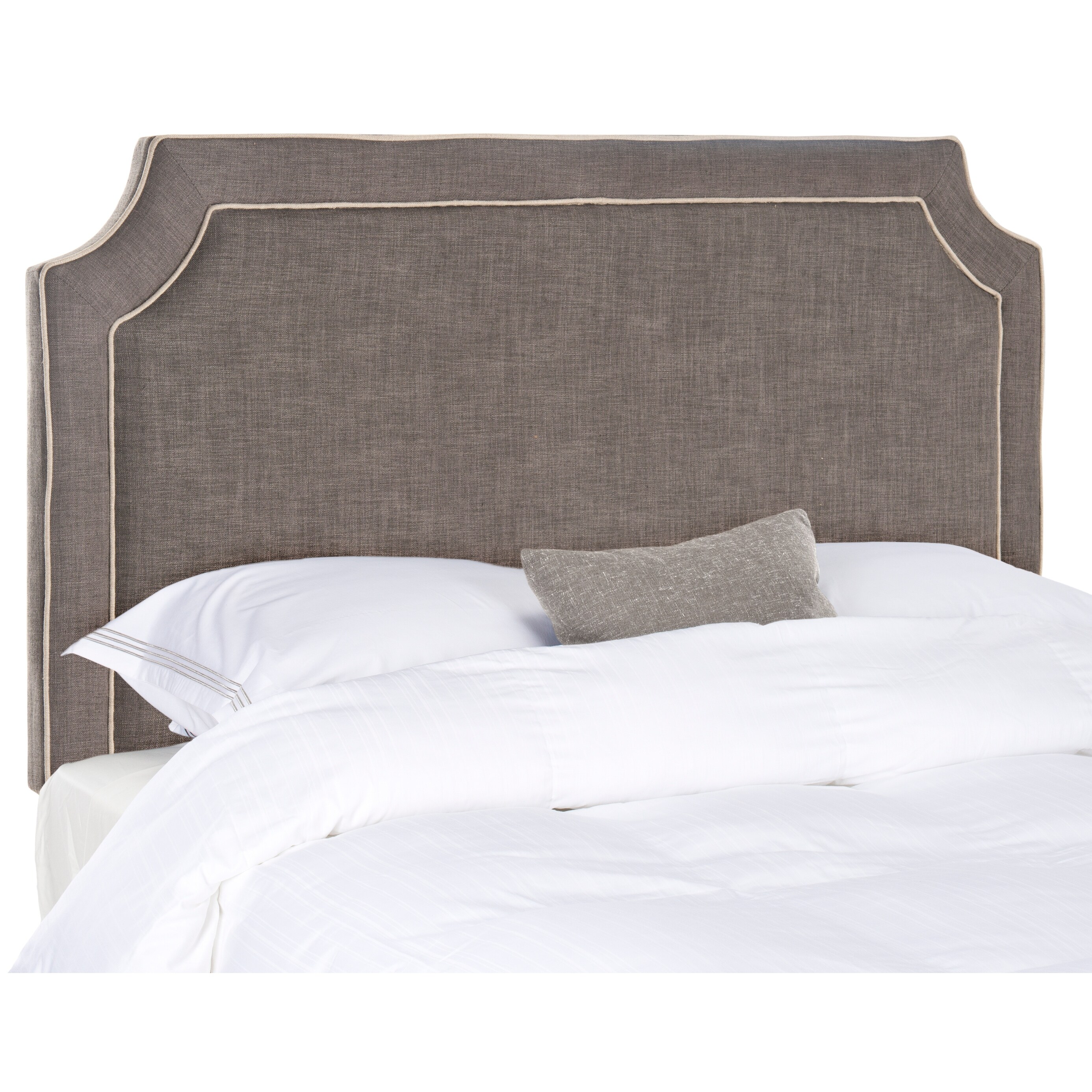 Safavieh Dane Charcoal Grey/ Light Grey Piping Linen Upholstered Headboard (Full) - - 8343914