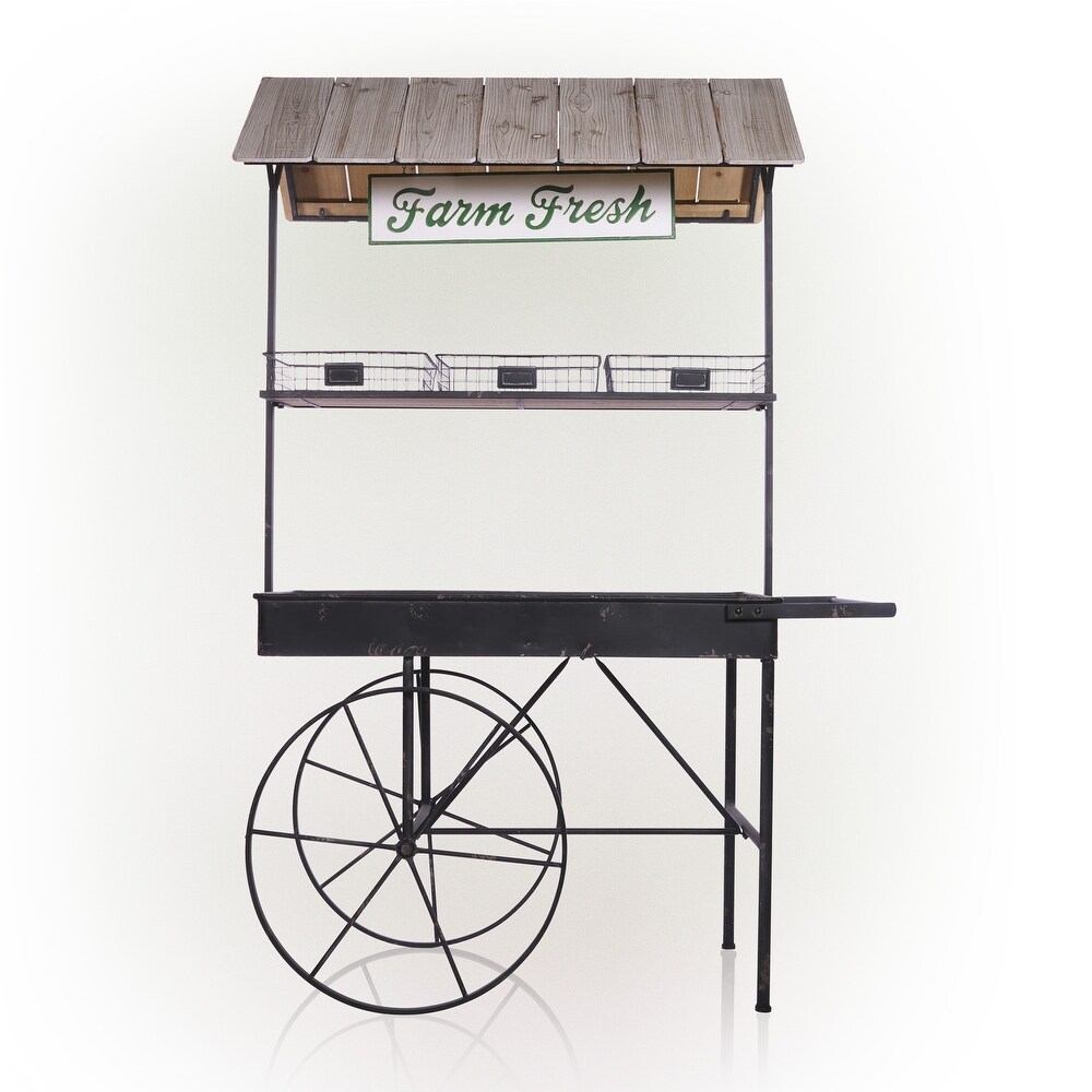 Alpine Corporation Farm Fresh Indoor/Outdoor Metal and Wood Garden Cart  51\