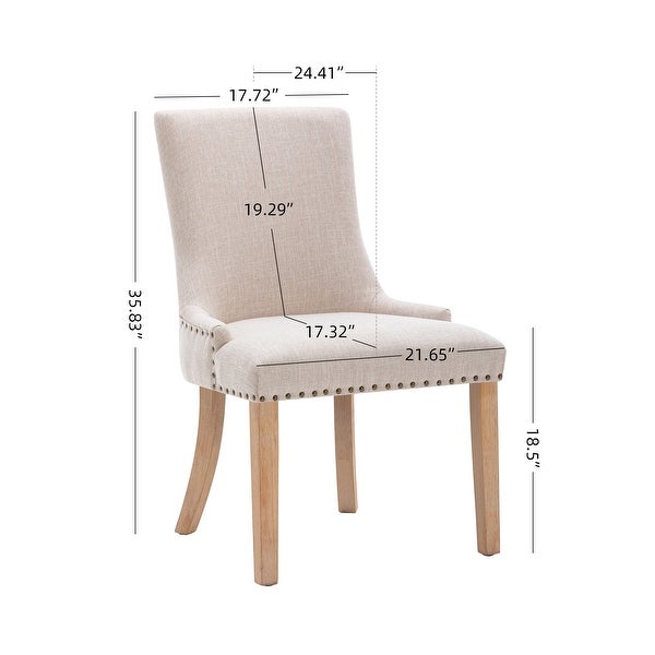 2pcs Fabric Dining Chairs Leisure Padded Chairs with Rubber Wood Legs