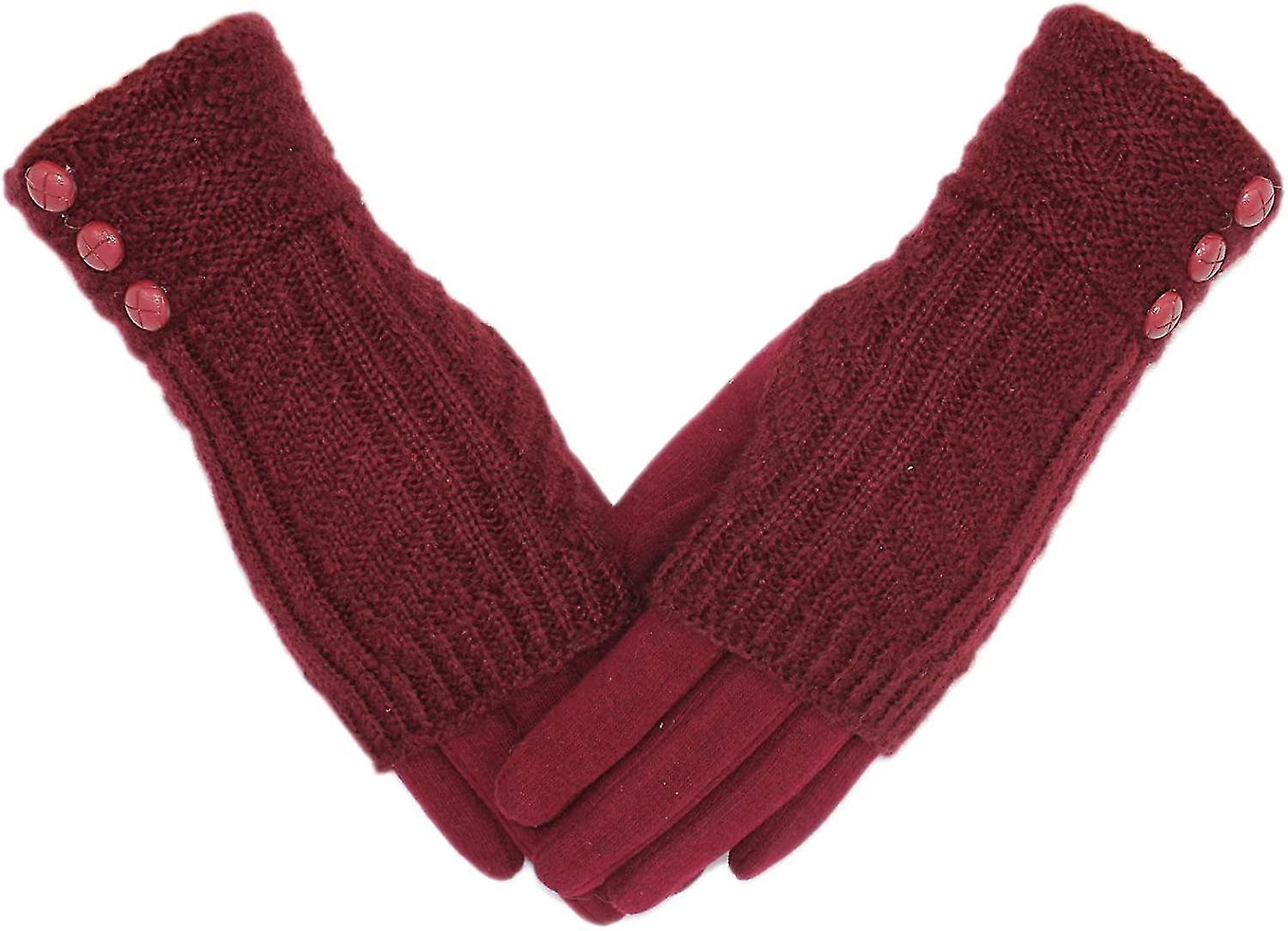 Winter Warm Knit Fingerless + Touchscreen Texting Thick Cotton Full Gloves 2-in-1