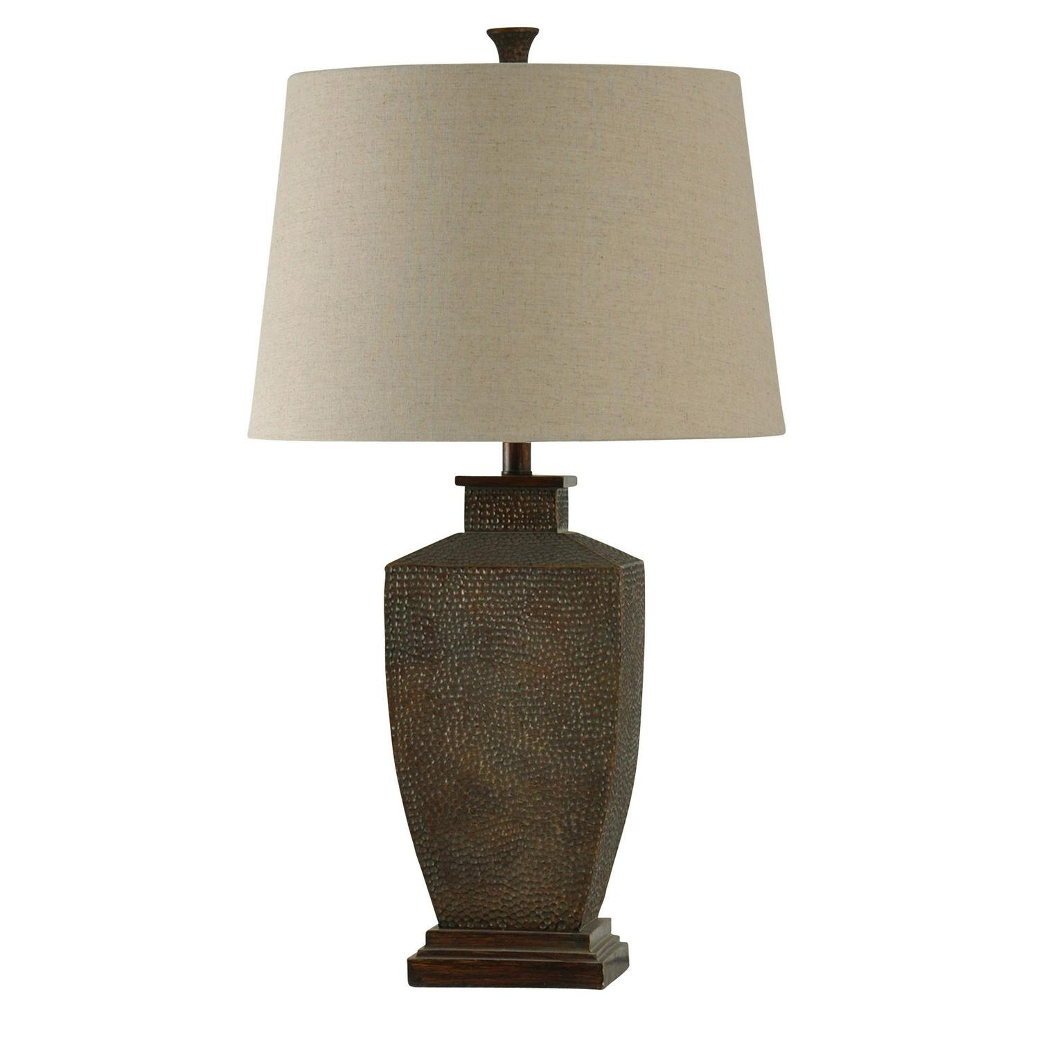 Berkshire Table Lamp  Brown Finish  White Hardback Fabric Shade  Style A