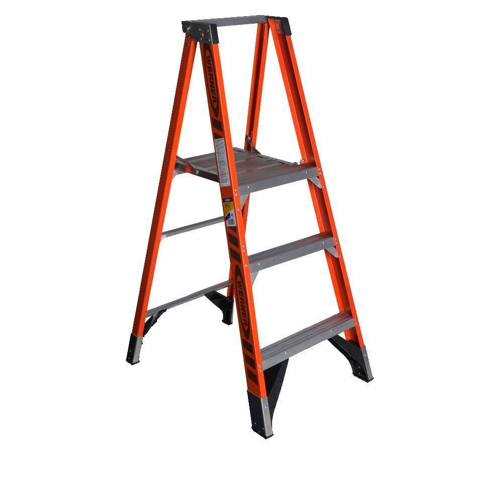 Werner 9 ft. Reach Fiberglass Platform Step Ladder with 375 lb. Load Capacity Type IAA Duty Rating P7403