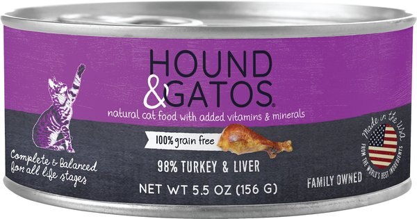 Hound and Gatos 98% Turkey and Liver Formula Grain-Free Canned Cat Food