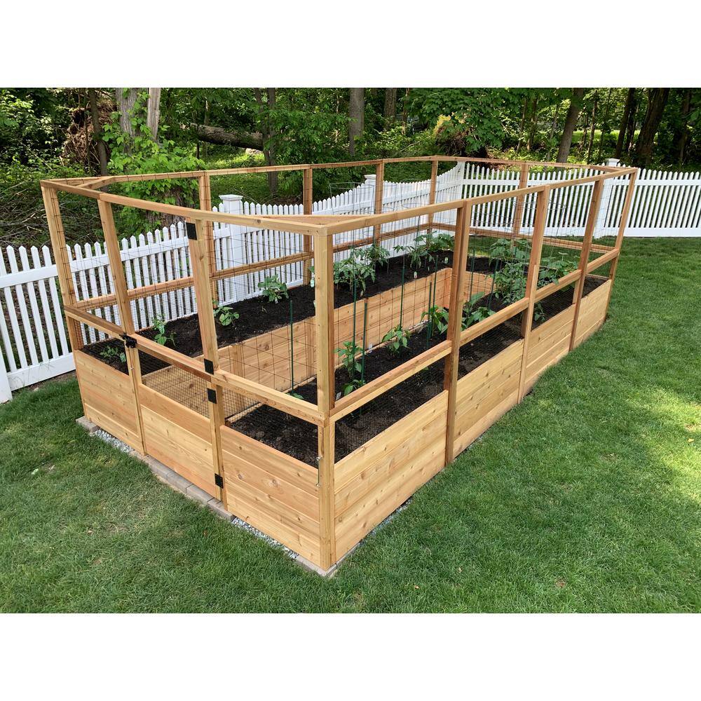 Outdoor Living Today 8 ft. x 16 ft. Cedar Garden in a Box with Deer Fencing RB816DFO