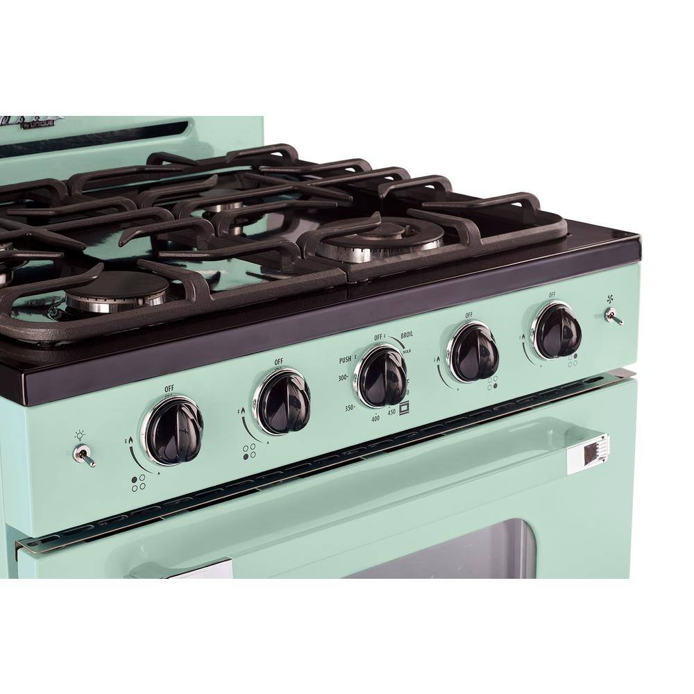 Unique Appliances Classic Retro 30 in. 3.9 cu. ft. Retro Gas Range with Convection Oven in Summer Mint Green UGP-30CR LG