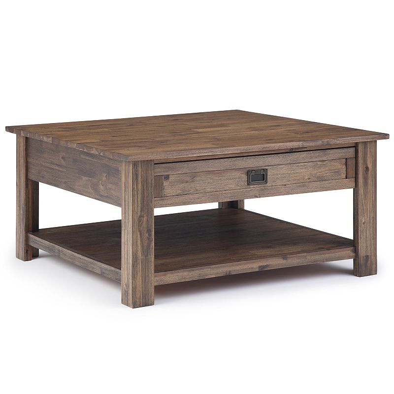 Simpli Home Monroe Solid Acacia Wood Square Coffee Table