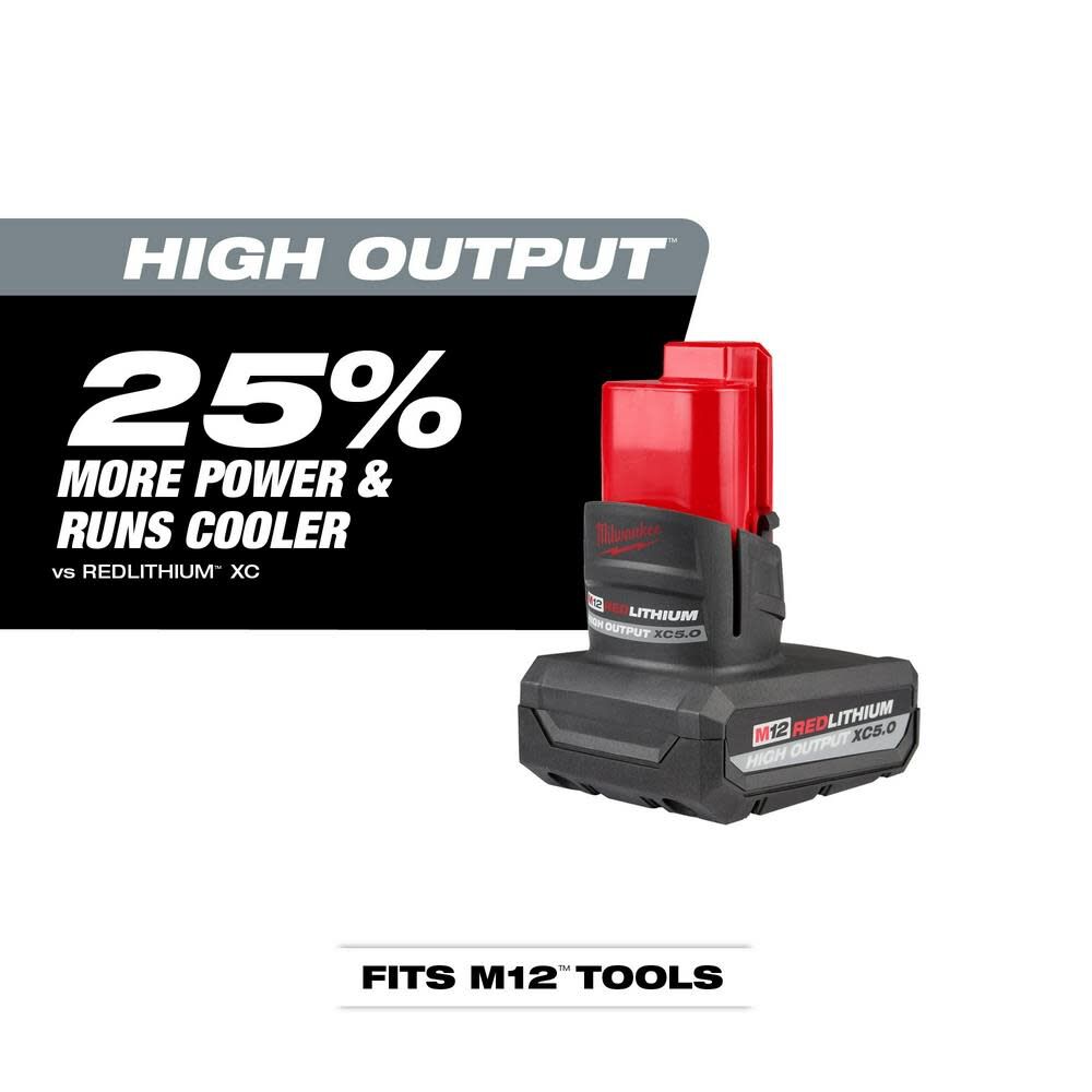 Milwaukee M12 REDLITHIUM HIGH OUTPUT XC5.0 Battery Pack 48-11-2450 from Milwaukee