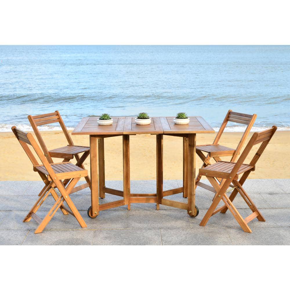 SAFAVIEH Arvin Teak Brown 5Piece Wood Outdoor Dining Set