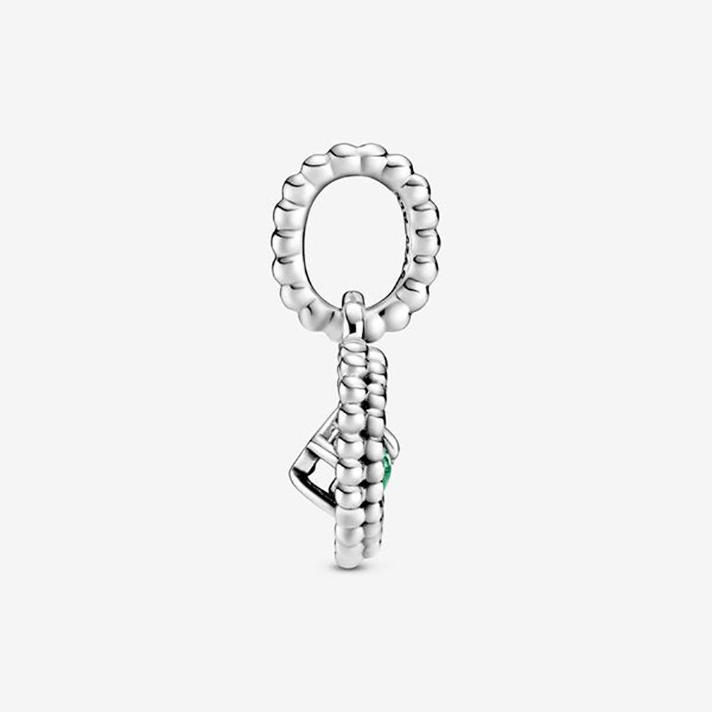 PANDORA  Rainforest Green Beaded Heart Dangle Charm