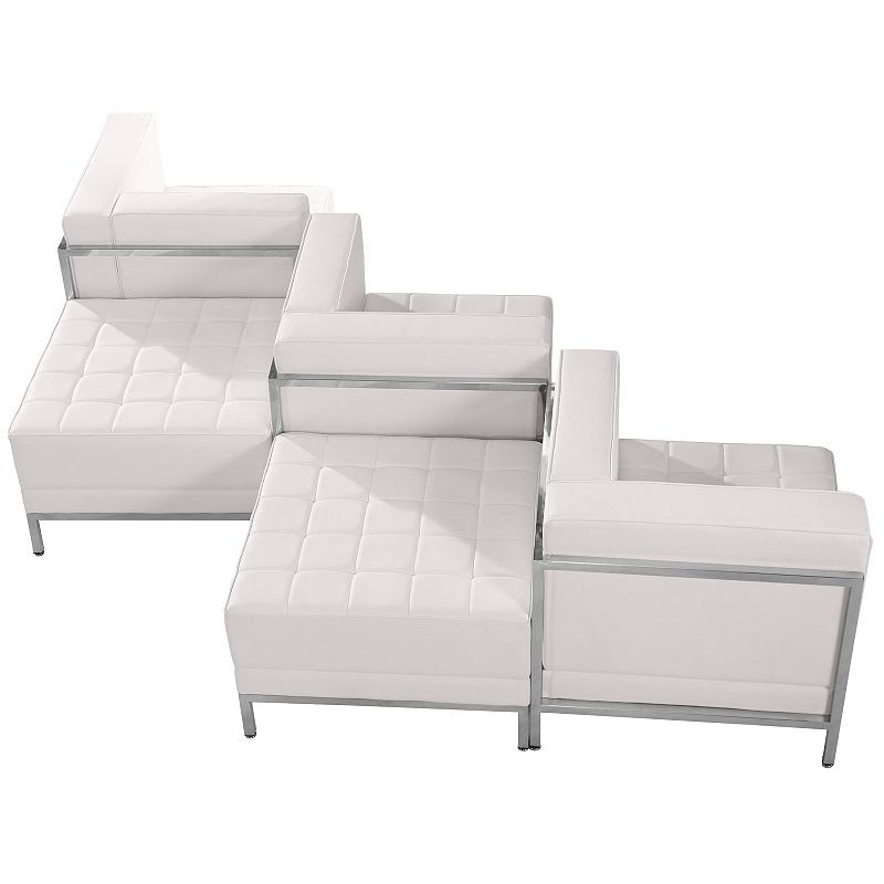 Emma and Oliver White LeatherSoft 5 Piece Chair and Ottoman Set