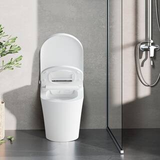 ANGELES HOME Smart Toilet Integrated Bidet in White Auto Open Heated Seat Self -Clean Nozzle and Remote Control Round Bowl MST740-2