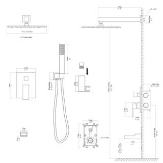 Logmey 3-Spray Patterns with 1.8 GPM 12 in. in Wall Mount Handheld Shower Systemt Dual Shower Head in Oil Rubbed Bronze LM-SLF16015-ORB-12