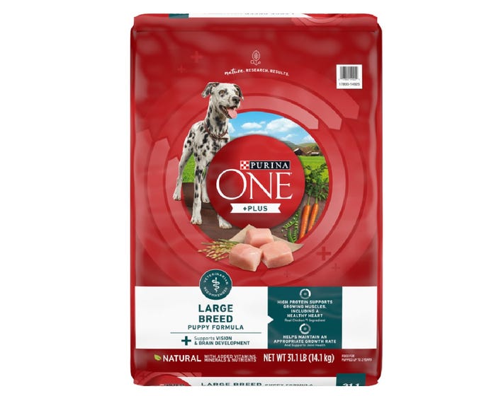 Purina ONE SmartBlend Large Breed Puppy Formula Dry Dog Food， 31.1 lb. Bag