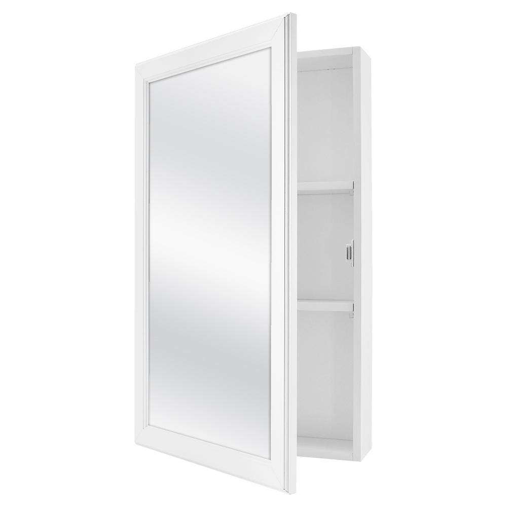 Glacier Bay 15-14 in. W x 26 in. H Framed Surface-Mount Bathroom Medicine Cabinet in White with Mirror 45399